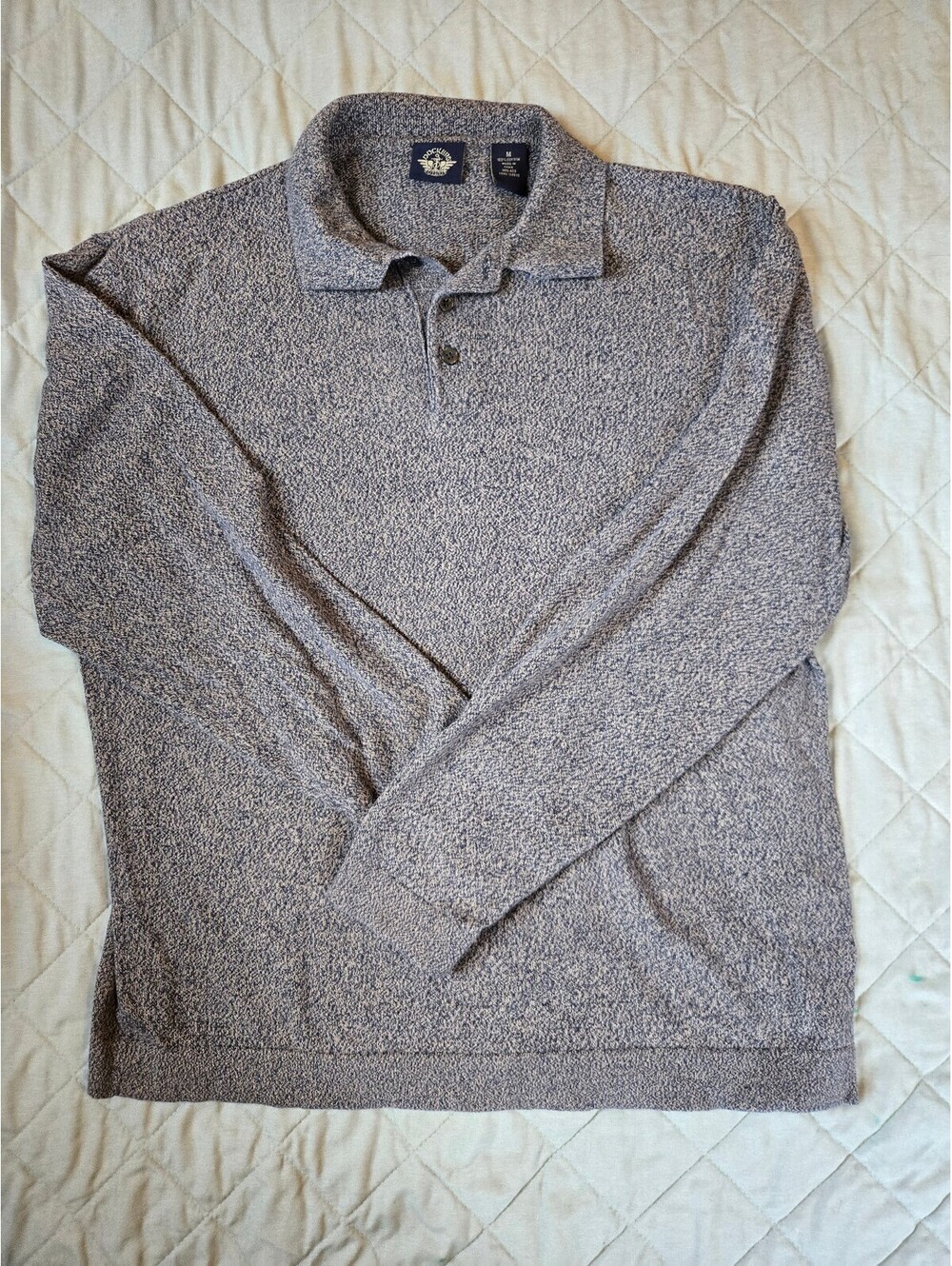 Dockers Brown and Navy Collared Academic long sleeve Polo Old Money Neutral